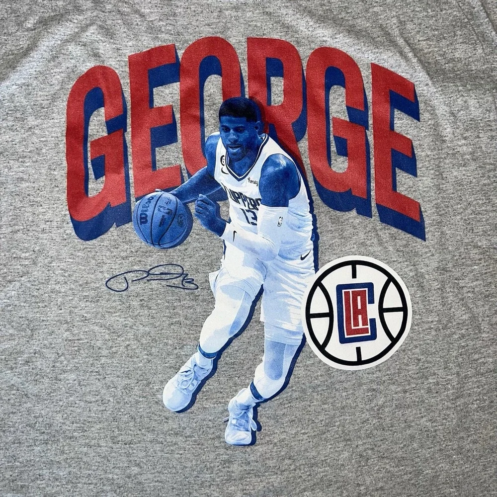 NWOT Paul George Los Angeles Clippers  Men's Large Short Sleeve T Shirt Gray - Picture 4 of 6